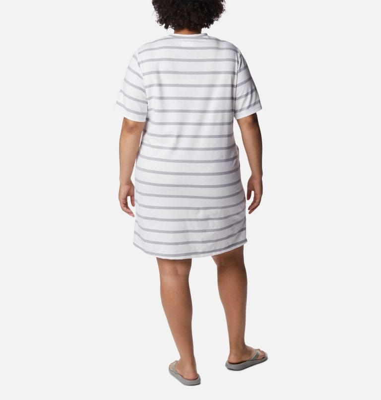 Women's Columbia Sun Trek T-Shirt Dress Stripe | Plus Size CA-K1C30